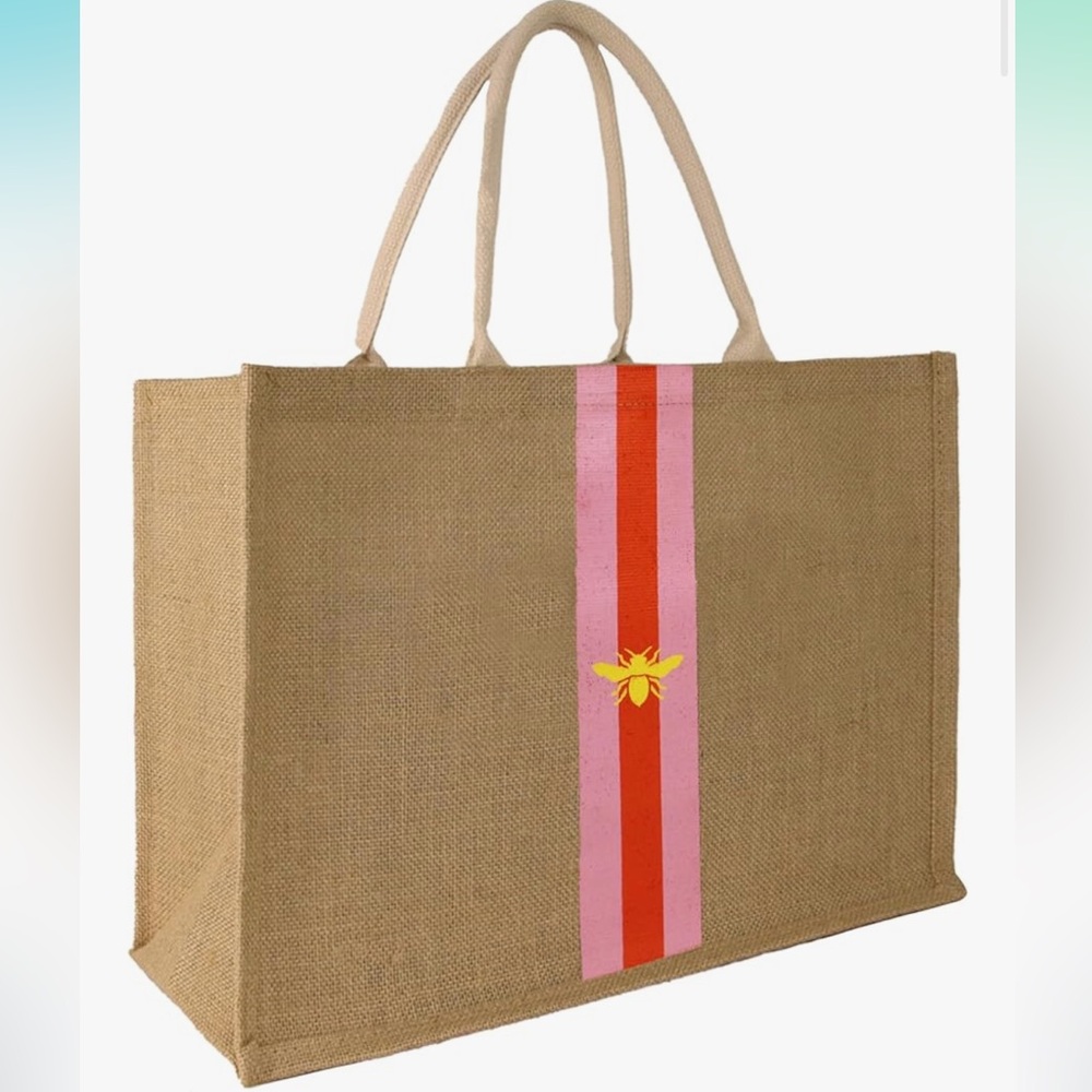 Oversized Classic Tote / Beach Bag in Pink Bee